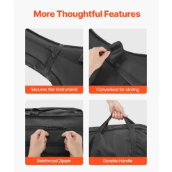 VEVOR 4/4 Full Size Cello Case, Nylon Waterproof, Lightweight Portable Travel Carrying Bag, with Reinforced Handle, Dual Shoulder Straps, Anti-Scratch, Professional Cello-Shape, for Cello, Black