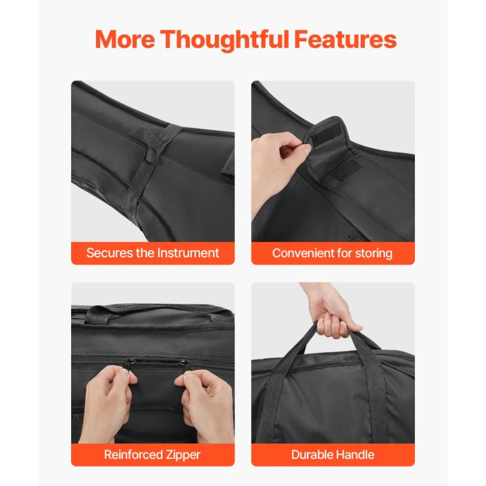 VEVOR 4/4 Full Size Cello Case, Nylon Waterproof, Lightweight Portable Travel Carrying Bag, with Reinforced Handle, Dual Shoulder Straps, Anti-Scratch, Professional Cello-Shape, for Cello, Black