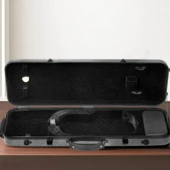 VEVOR 4/4 Full Size Violin Case, Built-in Hygrometer, Lightweight Portable Travel Carrying Bag, with Plush Lining, Shoulder Straps, Anti-Scratch, Professional Oblong Shape, for Violin, Black