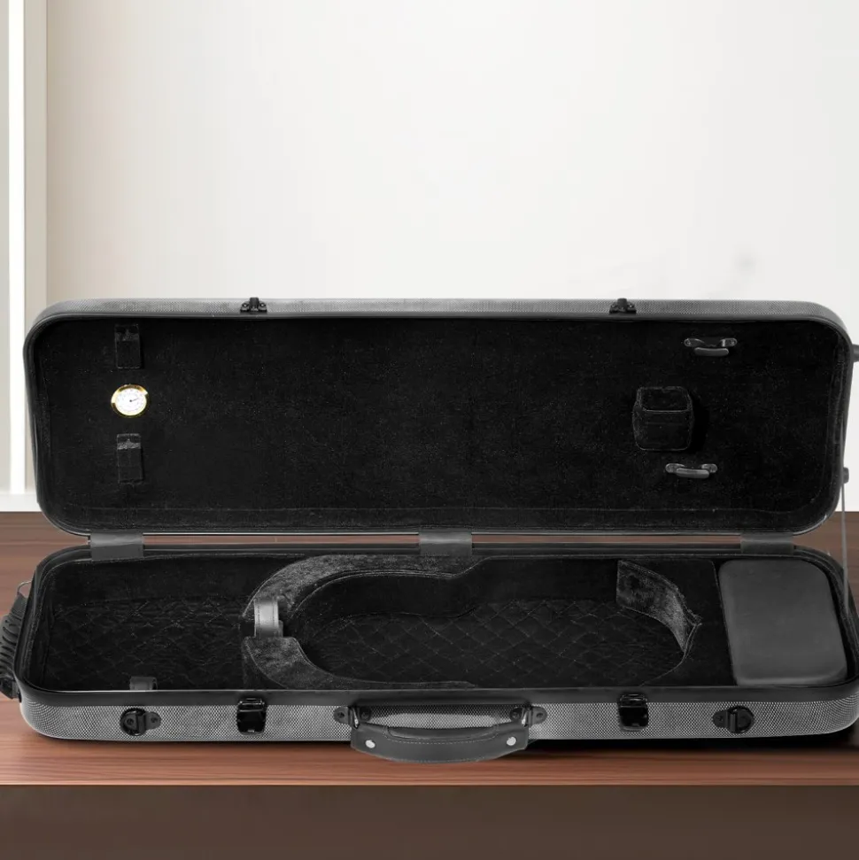 VEVOR 4/4 Full Size Violin Case, Built-in Hygrometer, Lightweight Portable Travel Carrying Bag, with Plush Lining, Shoulder Straps, Anti-Scratch, Professional Oblong Shape, for Violin, Black