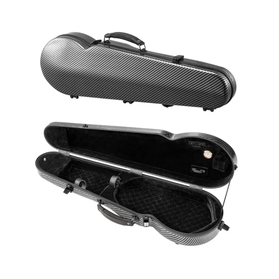 VEVOR 4/4 Full Size Violin Case, Built-in Hygrometer, Lightweight Portable Travel Carrying Bag, with Plush Lining, Dual Shoulder Straps, Anti-Scratch, Professional Triangular Shape, for Violin, Black