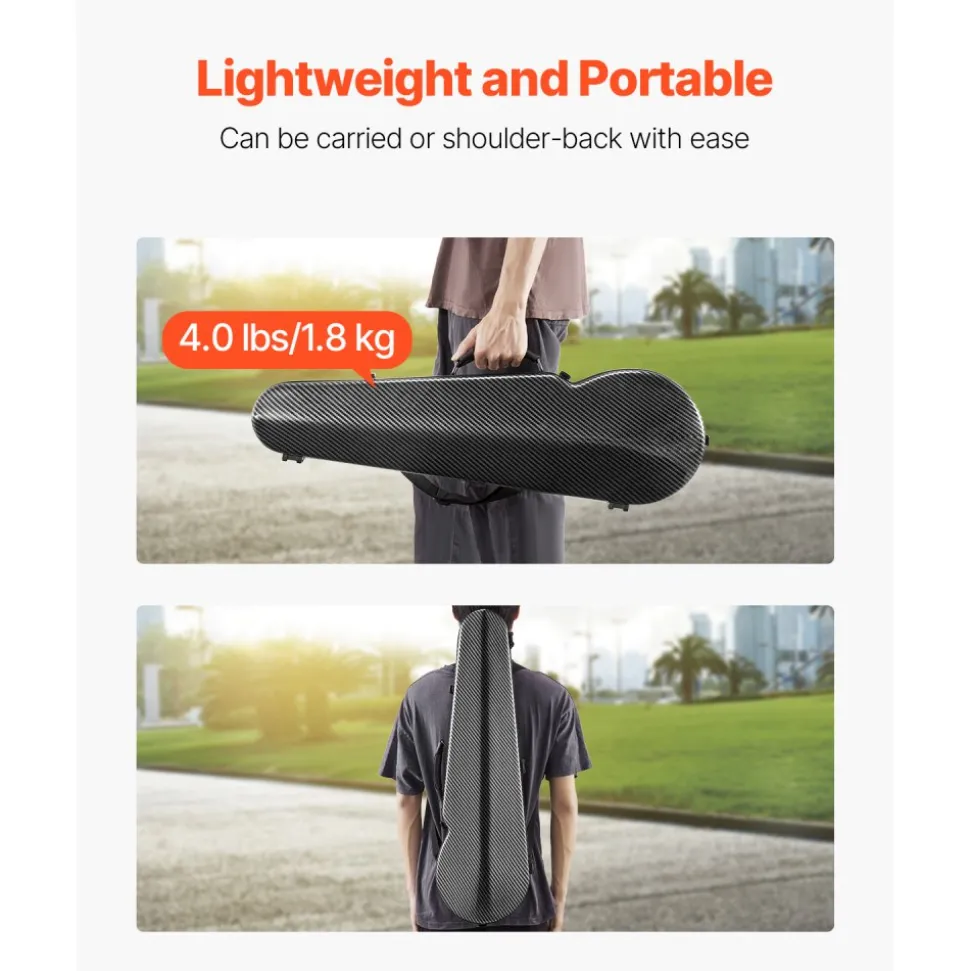 VEVOR 4/4 Full Size Violin Case, Built-in Hygrometer, Lightweight Portable Travel Carrying Bag, with Plush Lining, Dual Shoulder Straps, Anti-Scratch, Professional Triangular Shape, for Violin, Black