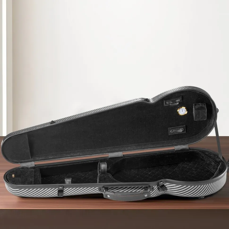 VEVOR 4/4 Full Size Violin Case, Built-in Hygrometer, Lightweight Portable Travel Carrying Bag, with Plush Lining, Dual Shoulder Straps, Anti-Scratch, Professional Triangular Shape, for Violin, Black