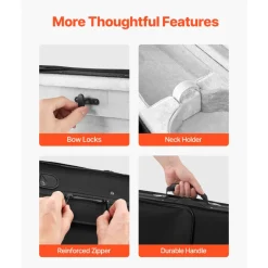 VEVOR 4/4 Full Size Violin Case, Nylon Waterproof, Lightweight Portable Travel Carrying Bag, with Plush Lining, Dual Shoulder Straps, Anti-Scratch, Professional Triangular Shape, for Violin, Black