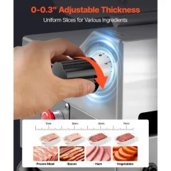 VEVOR Fully Automatic Meat Slicer, 180W + 370W Commercial Food-Slicer with 10