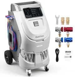 VEVOR Fully Automatic Refrigerant Recovery Machine for R134a & 1234fy, ≥98.5% Accuracy, 10-Inch Touch Screen, AC Recovery, Vacuum, and Recharging for Standard and High Voltage Automotive A/C Systems