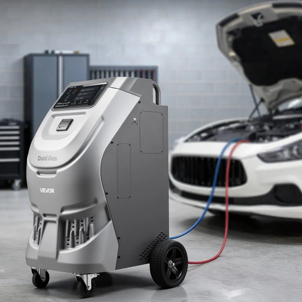 VEVOR Fully Automatic Refrigerant Recovery Machine for R134a & 1234fy, ≥98.5% Accuracy, 10-Inch Touch Screen, AC Recovery, Vacuum, and Recharging for Standard and High Voltage Automotive A/C Systems