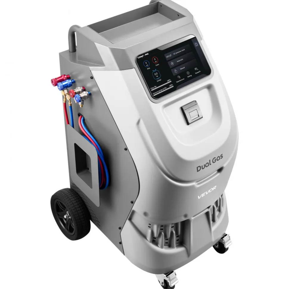 VEVOR Fully Automatic Refrigerant Recovery Machine for R134a & 1234fy, ≥98.5% Accuracy, 10-Inch Touch Screen, AC Recovery, Vacuum, and Recharging for Standard and High Voltage Automotive A/C Systems