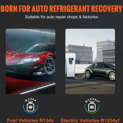 VEVOR Fully Automatic Refrigerant Recovery Machine for 1234yf, ≥98.5% Accuracy, 7-Inch Touch Screen, AC Recovery, Vacuum, and Recharging Machine for Standard and High Voltage Automotive A/C Systems