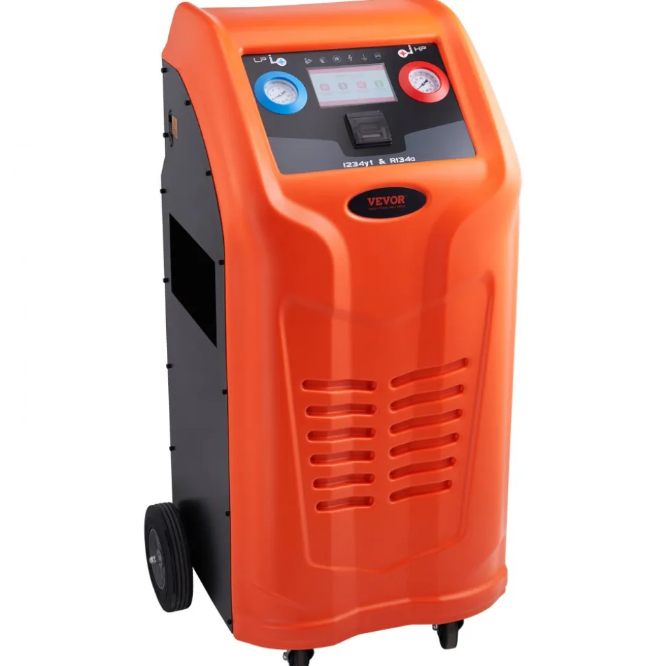 VEVOR Fully Automatic Refrigerant Recovery Machine for 1234yf, ≥98.5% Accuracy, 7-Inch Touch Screen, AC Recovery, Vacuum, and Recharging Machine for Standard and High Voltage Automotive A/C Systems