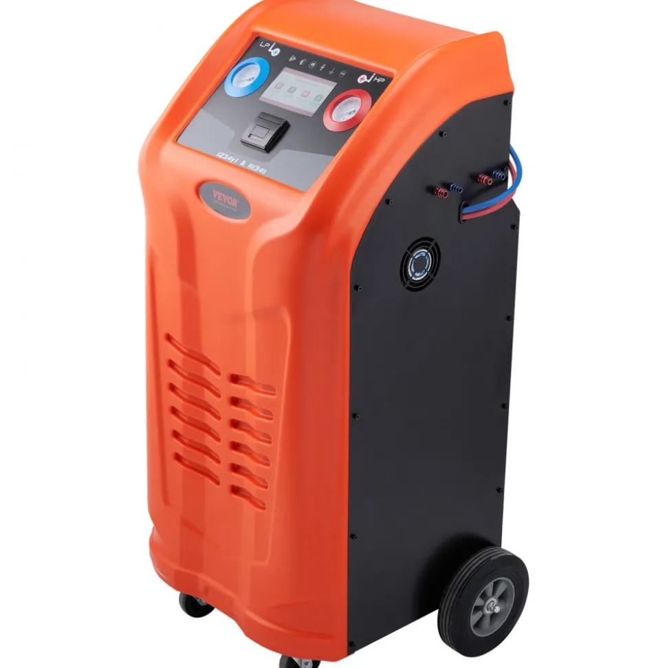 VEVOR Fully Automatic Refrigerant Recovery Machine for 1234yf, ≥98.5% Accuracy, 7-Inch Touch Screen, AC Recovery, Vacuum, and Recharging Machine for Standard and High Voltage Automotive A/C Systems