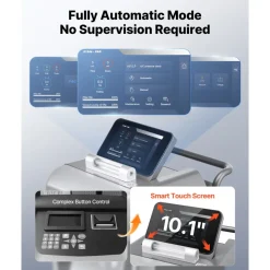VEVOR Fully Automatic Refrigerant Recovery Machine for R134a, ≥98.5% Accuracy, 10.1-Inch Touch Screen, AC Recovery, Vacuum, Recharging and Flushing for Standard & High Voltage Automotive A/C Systems