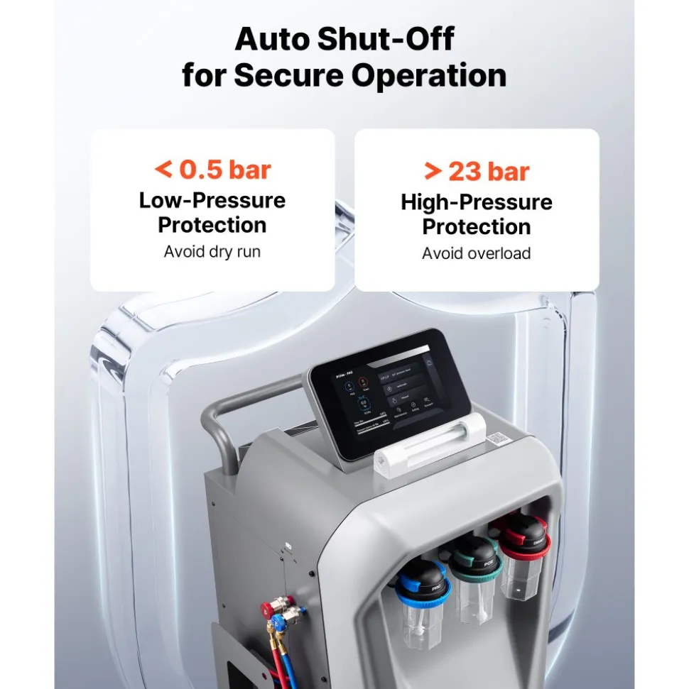 VEVOR Fully Automatic Refrigerant Recovery Machine for R134a, ≥98.5% Accuracy, 10.1-Inch Touch Screen, AC Recovery, Vacuum, Recharging and Flushing for Standard & High Voltage Automotive A/C Systems