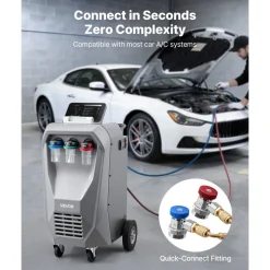 VEVOR Fully Automatic Refrigerant Recovery Machine for R134a, ≥98.5% Accuracy, 10.1-Inch Touch Screen, AC Recovery, Vacuum, Recharging and Flushing for Standard & High Voltage Automotive A/C Systems