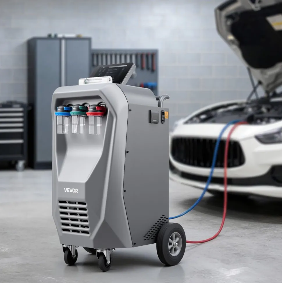 VEVOR Fully Automatic Refrigerant Recovery Machine for R134a, ≥98.5% Accuracy, 10.1-Inch Touch Screen, AC Recovery, Vacuum, Recharging and Flushing for Standard & High Voltage Automotive A/C Systems