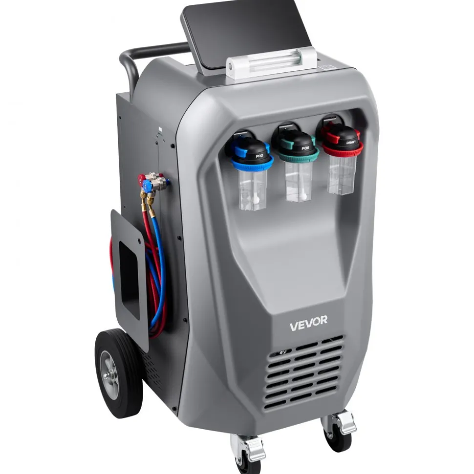 VEVOR Fully Automatic Refrigerant Recovery Machine for R134a, ≥98.5% Accuracy, 10.1-Inch Touch Screen, AC Recovery, Vacuum, Recharging and Flushing for Standard & High Voltage Automotive A/C Systems