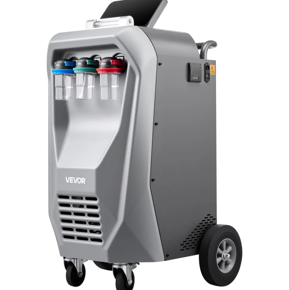 VEVOR Fully Automatic Refrigerant Recovery Machine for R134a, ≥98.5% Accuracy, 10.1-Inch Touch Screen, AC Recovery, Vacuum, Recharging and Flushing for Standard & High Voltage Automotive A/C Systems