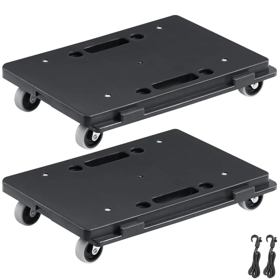 VEVOR Furniture Dolly, 500 lbs Capacity Each Count, Furniture Mover with Wheels, Portable Moving Rollers 4 Wheels Heavy Duty, Small Flat Dolly Cart with Interlocking for Heavy Furniture, 2 Pack, Black