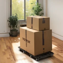 VEVOR Furniture Dolly, 500 lbs Capacity Each Count, Furniture Mover with Wheels, Portable Moving Rollers 4 Wheels Heavy Duty, Small Flat Dolly Cart with Interlocking for Heavy Furniture, 2 Pack, Black