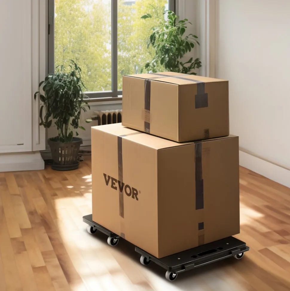 VEVOR Furniture Dolly, 500 lbs Capacity Each Count, Furniture Mover with Wheels, Portable Moving Rollers 4 Wheels Heavy Duty, Small Flat Dolly Cart with Interlocking for Heavy Furniture, 2 Pack, Black