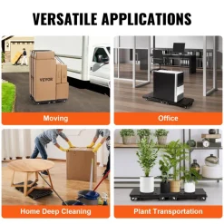 VEVOR Furniture Dolly, 500 lbs Capacity Each Count, Furniture Mover with Wheels, Portable Moving Rollers 4 Wheels Heavy Duty, Small Flat Dolly Cart with Interlocking for Heavy Furniture, 2 Pack, Black