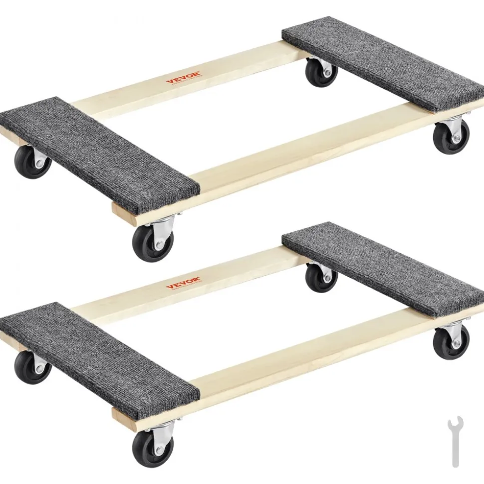 VEVOR Furniture Dolly, 1000 lbs Each Load Capacity, 2 Packs, 18" x 30", 8 x 3" PP Swivel Casters, Heavy Duty Hardwood Furniture Moving Dolly, Mover's Dolly, Moving Cart with Wheels for Heavy Furniture