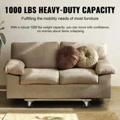 VEVOR Furniture Dolly, 1000 lbs Load Capacity, 18" x 30", 4 x 3" PP Swivel Casters, Heavy Duty Hardwood Furniture Moving Dolly, Mover's Dolly, Moving Cart with Wheels for Heavy Furniture Home Cleaning