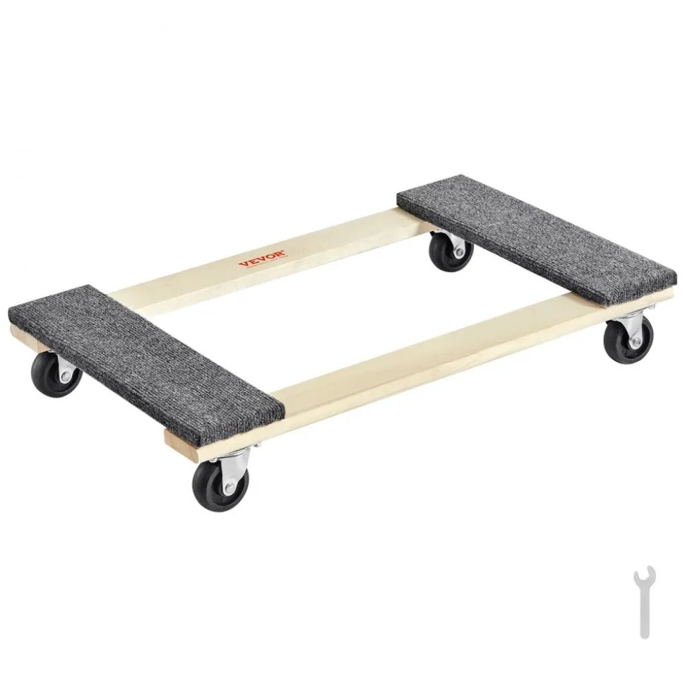 VEVOR Furniture Dolly, 1000 lbs Load Capacity, 18" x 30", 4 x 3" PP Swivel Casters, Heavy Duty Hardwood Furniture Moving Dolly, Mover's Dolly, Moving Cart with Wheels for Heavy Furniture Home Cleaning