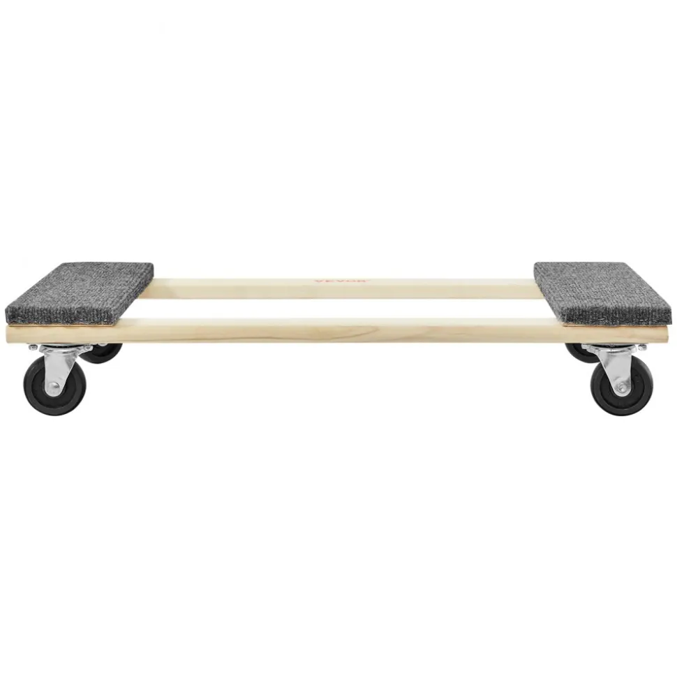 VEVOR Furniture Dolly, 1000 lbs Load Capacity, 18" x 30", 4 x 3" PP Swivel Casters, Heavy Duty Hardwood Furniture Moving Dolly, Mover's Dolly, Moving Cart with Wheels for Heavy Furniture Home Cleaning