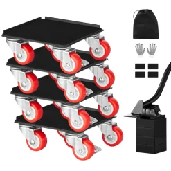 VEVOR Furniture Dolly, Maximum Load 1200 lbs, Heavy Duty Furniture Movers with 5 360° Rotation Wheels, Carbon Steel Panel, Furniture Lift Slider Tool Set for Appliances, Sofa, Fridge, Washing Machine