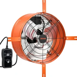 VEVOR Gable Mount Fan, 15 in Attic Vent Exhaust Fan 1650 CFM Thermostat, Cooling and Ventilation for Home, Garage, Warehouse, Workshop, Carbon Steel Housing with Mounting Brackets & Hardware, Orange