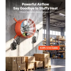 VEVOR Gable Mount Fan, 15 in Attic Vent Exhaust Fan 1650 CFM Thermostat, Cooling and Ventilation for Home, Garage, Warehouse, Workshop, Carbon Steel Housing with Mounting Brackets & Hardware, Orange