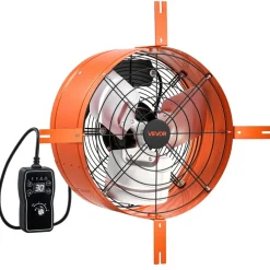 VEVOR Gable Mount Fan, 15 in Attic Vent Exhaust Fan 1650 CFM Thermostat, Cooling and Ventilation for Home, Garage, Warehouse, Workshop, Carbon Steel Housing with Mounting Brackets & Hardware, Orange