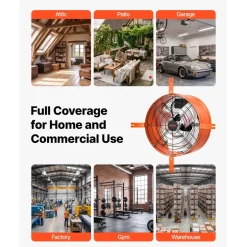 VEVOR Gable Mount Fan, 15 in Attic Vent Exhaust Fan 1650 CFM Thermostat, Cooling and Ventilation for Home, Garage, Warehouse, Workshop, Carbon Steel Housing with Mounting Brackets & Hardware, Orange