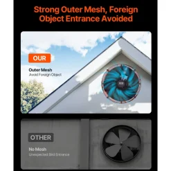 VEVOR Gable Mount Fan, 16 Inch Attic Exhaust Fan with Adjustable Thermostat & Outer Mesh, 2940 CFM House Ventilator Cools Up to 4200 Sq.Ft, Quiet Ventilation for Roof, Garage & Shop, Vibrant Orange