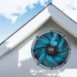 VEVOR Gable Mount Fan, 16 Inch Attic Exhaust Fan with Adjustable Thermostat & Outer Mesh, 2940 CFM House Ventilator Cools Up to 4200 Sq.Ft, Quiet Ventilation for Roof, Garage & Shop, Vibrant Orange
