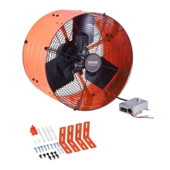 VEVOR Gable Mount Fan, 16 Inch Attic Exhaust Fan with Adjustable Thermostat & Outer Mesh, 2940 CFM House Ventilator Cools Up to 4200 Sq.Ft, Quiet Ventilation for Roof, Garage & Shop, Vibrant Orange