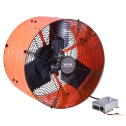 VEVOR Gable Mount Fan, 16 Inch Attic Exhaust Fan with Adjustable Thermostat & Outer Mesh, 2940 CFM House Ventilator Cools Up to 4200 Sq.Ft, Quiet Ventilation for Roof, Garage & Shop, Vibrant Orange