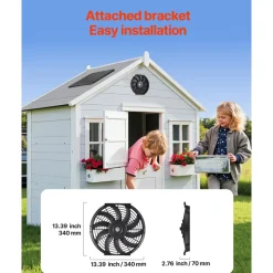 VEVOR Gable Mount Fan, 12 Inch Solar Power Attic Exhaust Fan with Adjustable Thermostat & Outer Mesh, 1300 CFM House Ventilator Cools Up to 1850 Sq.Ft, Quiet Ventilation for Roof, Garage, Shop, Black