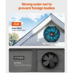 VEVOR Gable Mount Fan, 12 Inch Solar Power Attic Exhaust Fan with Adjustable Thermostat & Outer Mesh, 1300 CFM House Ventilator Cools Up to 1850 Sq.Ft, Quiet Ventilation for Roof, Garage, Shop, Black