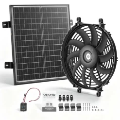 VEVOR Gable Mount Fan, 12 inch Solar-Powered Attic Vent Exhaust Fan Black, 1300 CFM Cooling & Ventilation for Roof, Greenhouse, Garage, Shop, with Thermostat & Mounting Brackets, Lightweight PP