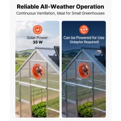 VEVOR Gable Mount Fan, 12 inch Solar Attic Vent Exhaust Fan Carbon Steel, 900 CFM Cooling and Ventilation for Roof, Greenhouse, Garage, Shop, Small Spaces, with Thermostat and Power Adapter, Orange