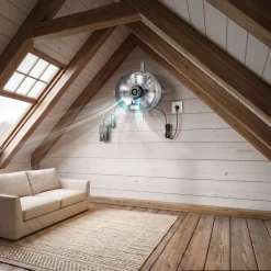 VEVOR Gable Mount Fan, 15 in Gable Attic Vent Exhaust Fan with Thermostat, 1300 CFM Cooling and Ventilation for Home, Garage, Warehouses, Workshops, Carbon Steel Housing with Mounting Bracket, Silver