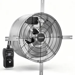 VEVOR Gable Mount Fan, 15 in Gable Attic Vent Exhaust Fan with Thermostat, 1300 CFM Cooling and Ventilation for Home, Garage, Warehouses, Workshops, Carbon Steel Housing with Mounting Bracket, Silver