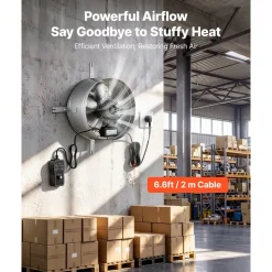 VEVOR Gable Mount Fan, 15 in Gable Attic Vent Exhaust Fan with Thermostat, 1300 CFM Cooling and Ventilation for Home, Garage, Warehouses, Workshops, Carbon Steel Housing with Mounting Bracket, Silver
