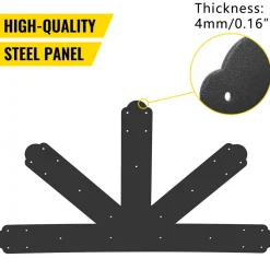 VEVOR Gable Plate, Black Powder-Coated Truss Connector Plates, 12:12 Pitch Gable Bracket, 4 mm / 0.16" Steel Truss Nail Plates, Decorative Gable Plate with Bolts for Wooden Beam Use
