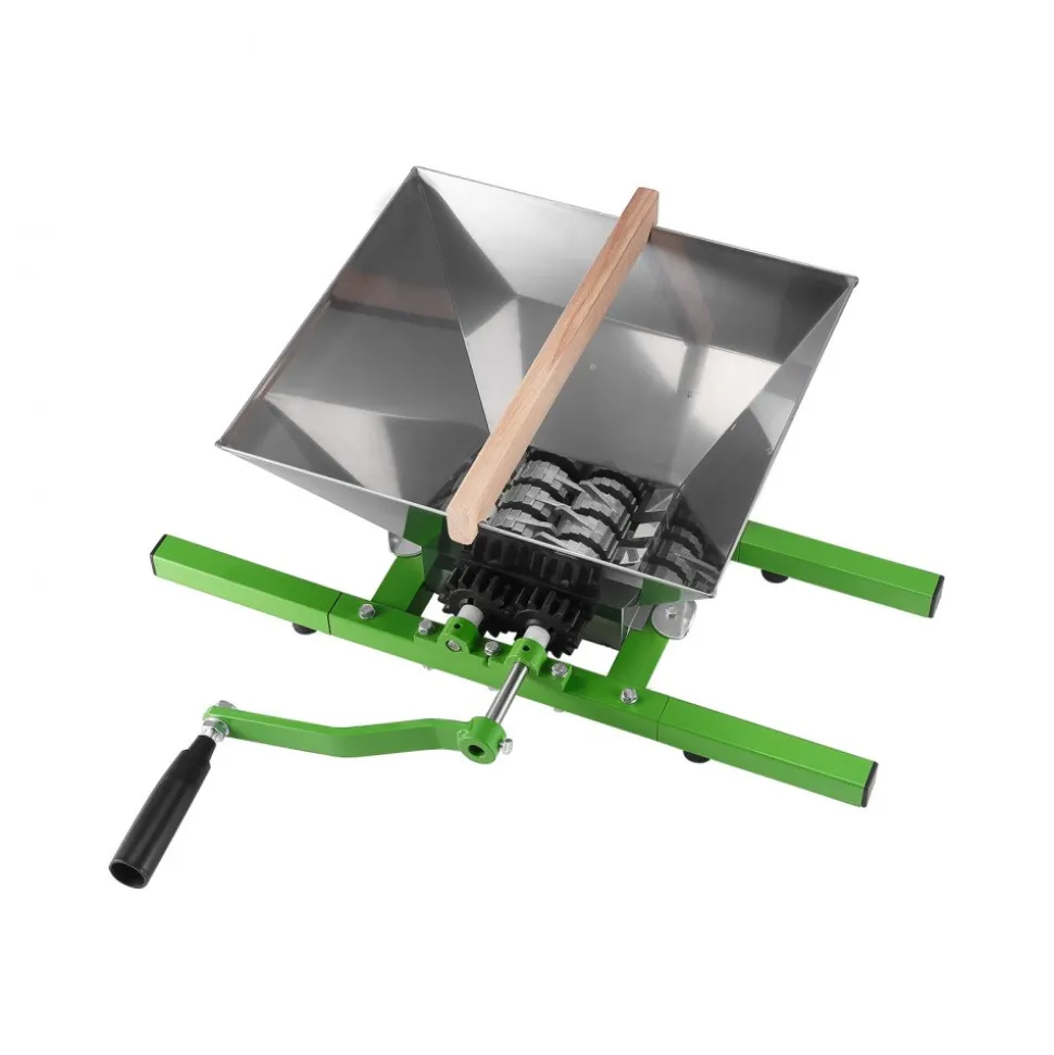 VEVOR 1.8 Gal/7L Fruit and Apple Crusher, Large Manual Grinder, Stainless Steel Fruit Scratter Pulper for Wine Cider Apple Grape Pressing, with Roller Handle for Kitchen Home, Green