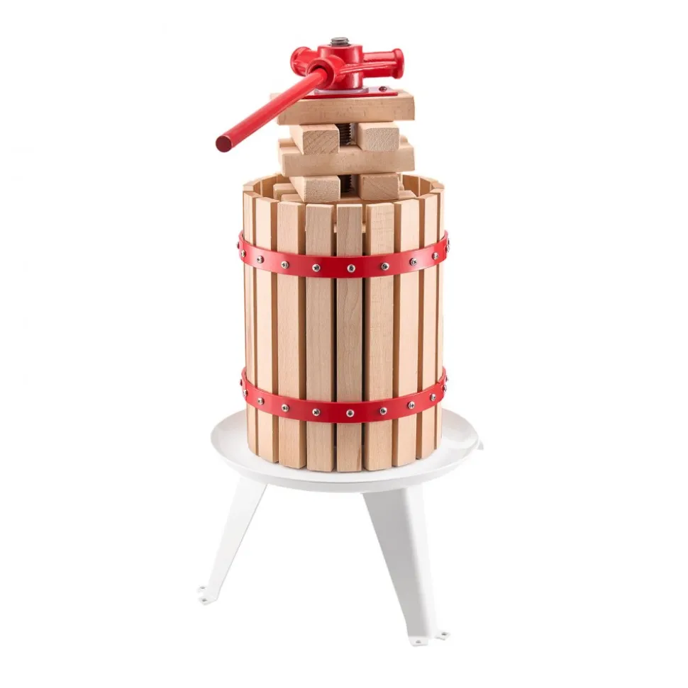 VEVOR 1.6 Gal/6L Fruit Wine Press, Solid Wood Basket with 8 Blocks, Heavy Duty Manual Juice Maker, Cider Apple Grape Tincture Honey Olive Oil Making Press with Handle for Kitchen, Home