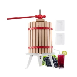VEVOR 4.75 Gal/18L Fruit Wine Press, Solid Wood Basket with 8 Blocks, Heavy Duty Manual Juice Maker, Cider Apple Grape Tincture Honey Olive Oil Making Press with Handle for Kitchen, Home