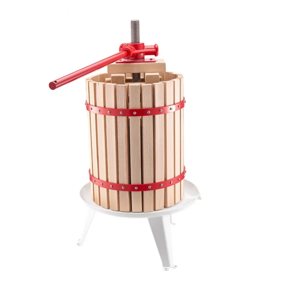 VEVOR 4.75 Gal/18L Fruit Wine Press, Solid Wood Basket with 8 Blocks, Heavy Duty Manual Juice Maker, Cider Apple Grape Tincture Honey Olive Oil Making Press with Handle for Kitchen, Home